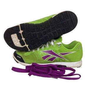 Reebok Crossfit Nano 2.0-Women 9-Bright Green Workout/Gym- J96748 + Purple Laces